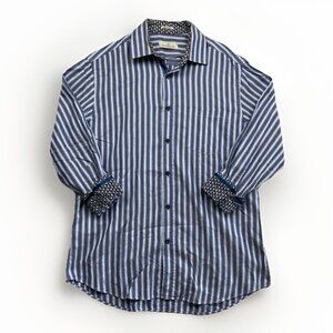Bugatchi Shaped Fit 3D Blur AOP Floral Cuff Long Sleeve Button Shirt Men’s Sz XL